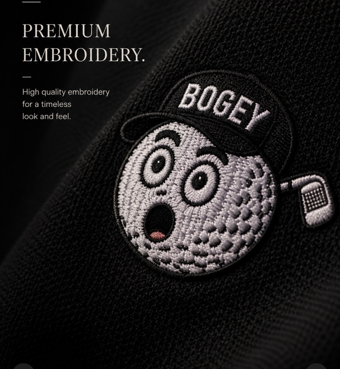 BOGEY premium embroidery detail